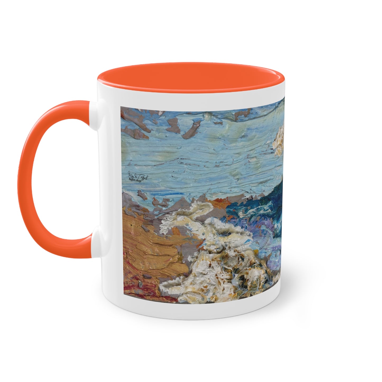 Artist Mug “On The Beach Motif” Reproducing Impasto Oil Painting by Monika Taffet