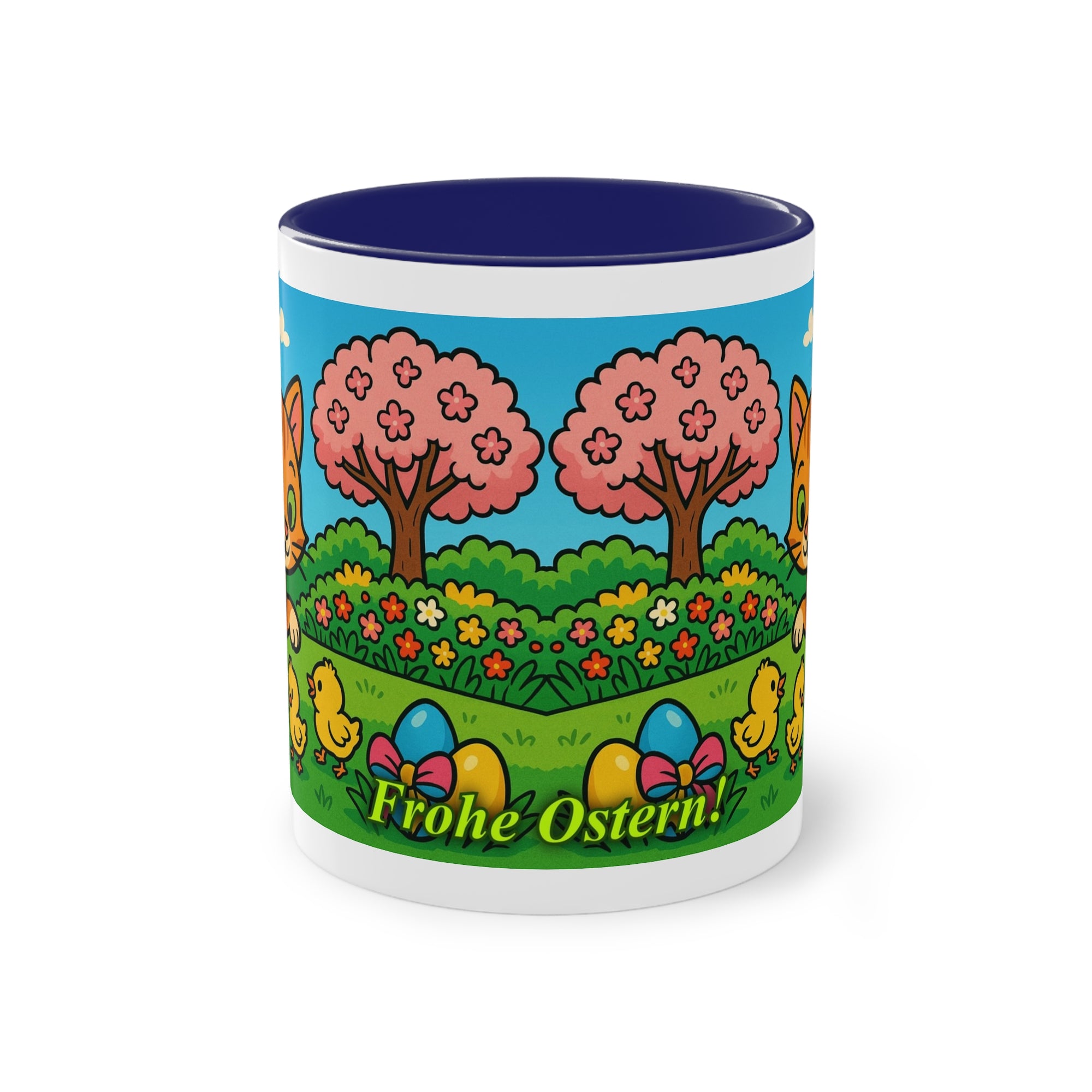 Tasse – „Katze & Küken“, Ostern/Frühling, 325 ml