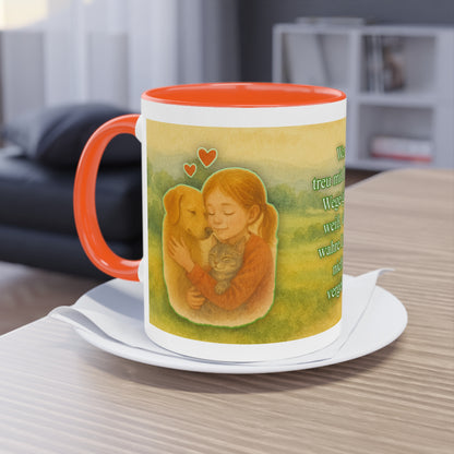 Mug – “Dog and Girl” in watercolor style, 325 ml