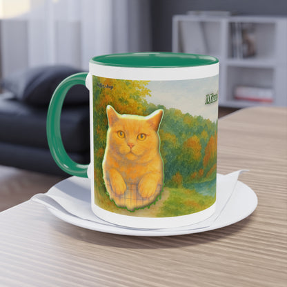Tasse – Rote Katze mit Bäumen und blauem Himmel im Aquarell-Stil, 325 ml