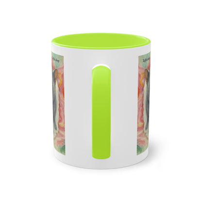 Mug – Cat BKH/BSH with flower in watercolor style, 325 ml