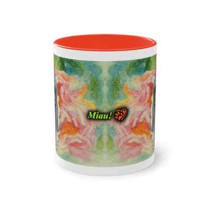 Mug – Cat BKH/BSH with flower in watercolor style, 325 ml