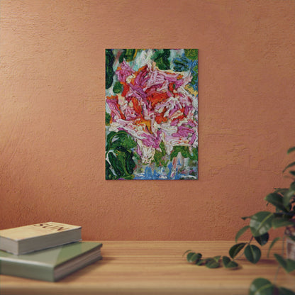 Rose Motif Vertical: Aluminum Composite Panel Reproducing Impasto Oil Painting by Monika Taffet