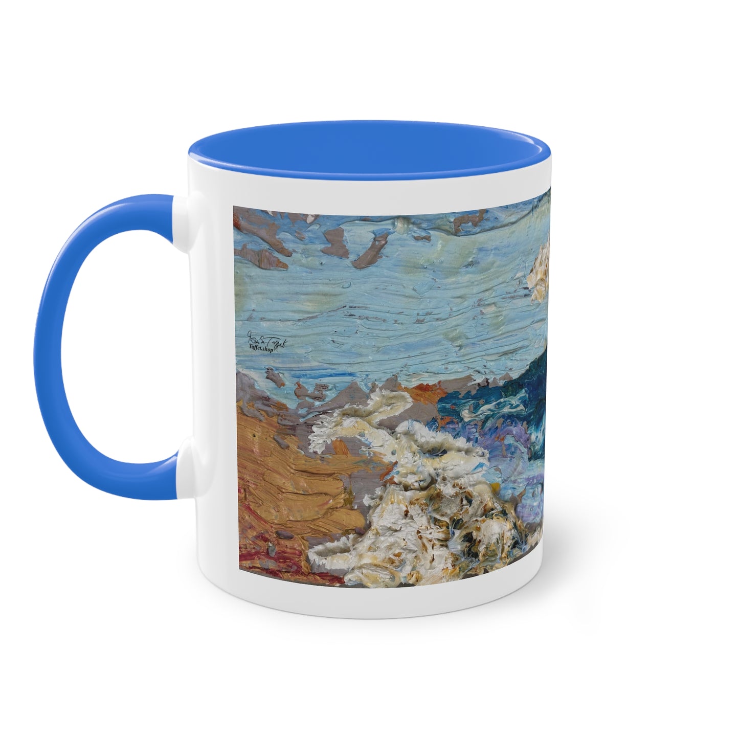 Artist Mug “On The Beach Motif” Reproducing Impasto Oil Painting by Monika Taffet