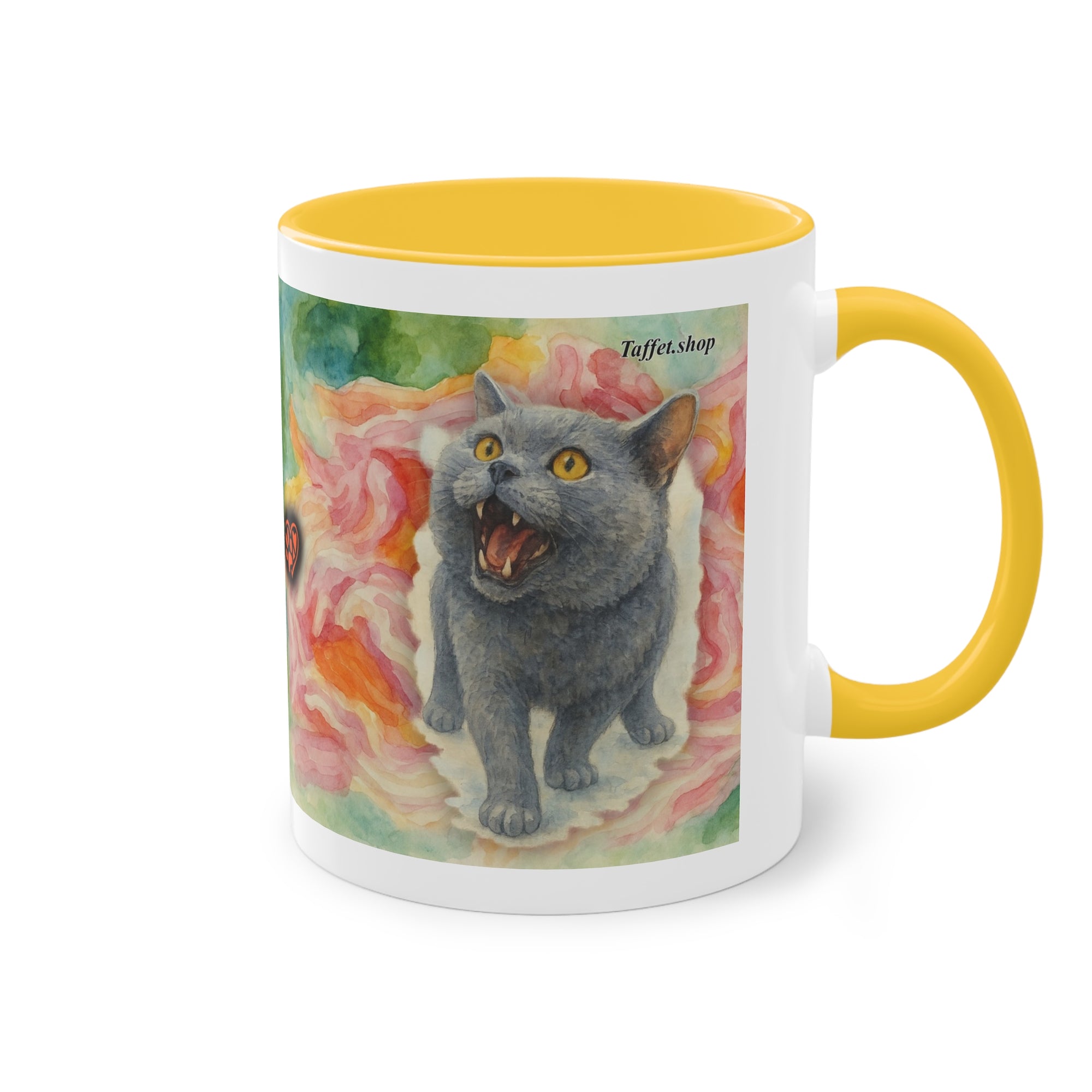 Tasse – Katze BKH/BSH mit Blume im Aquarell-Stil, 325 ml