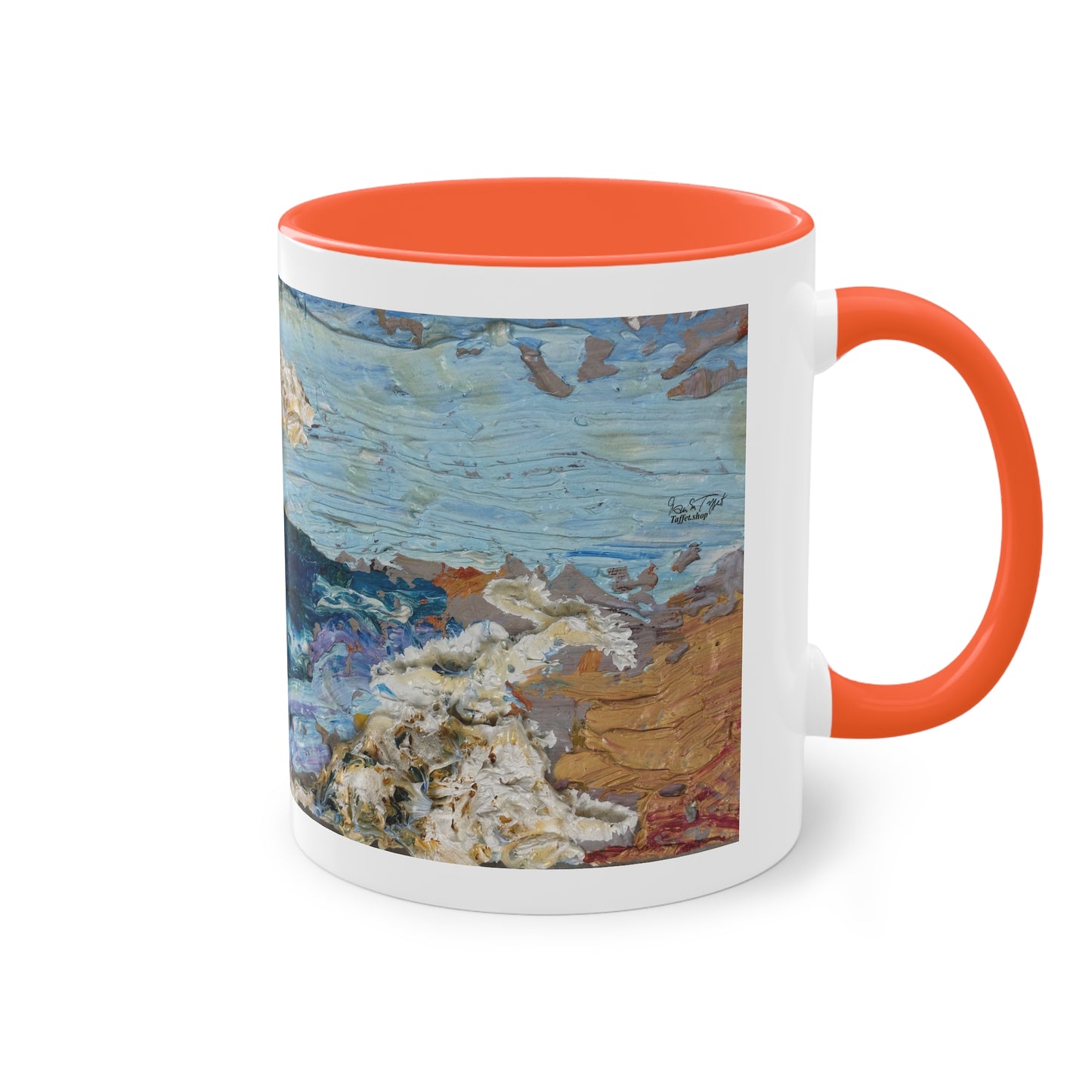 Artist Mug “On The Beach Motif” Reproducing Impasto Oil Painting by Monika Taffet