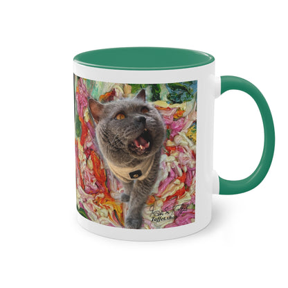 Artist Mug “Cat British Shorthair Motif (2)” Reproducing Impasto Oil Painting by Monika Taffet