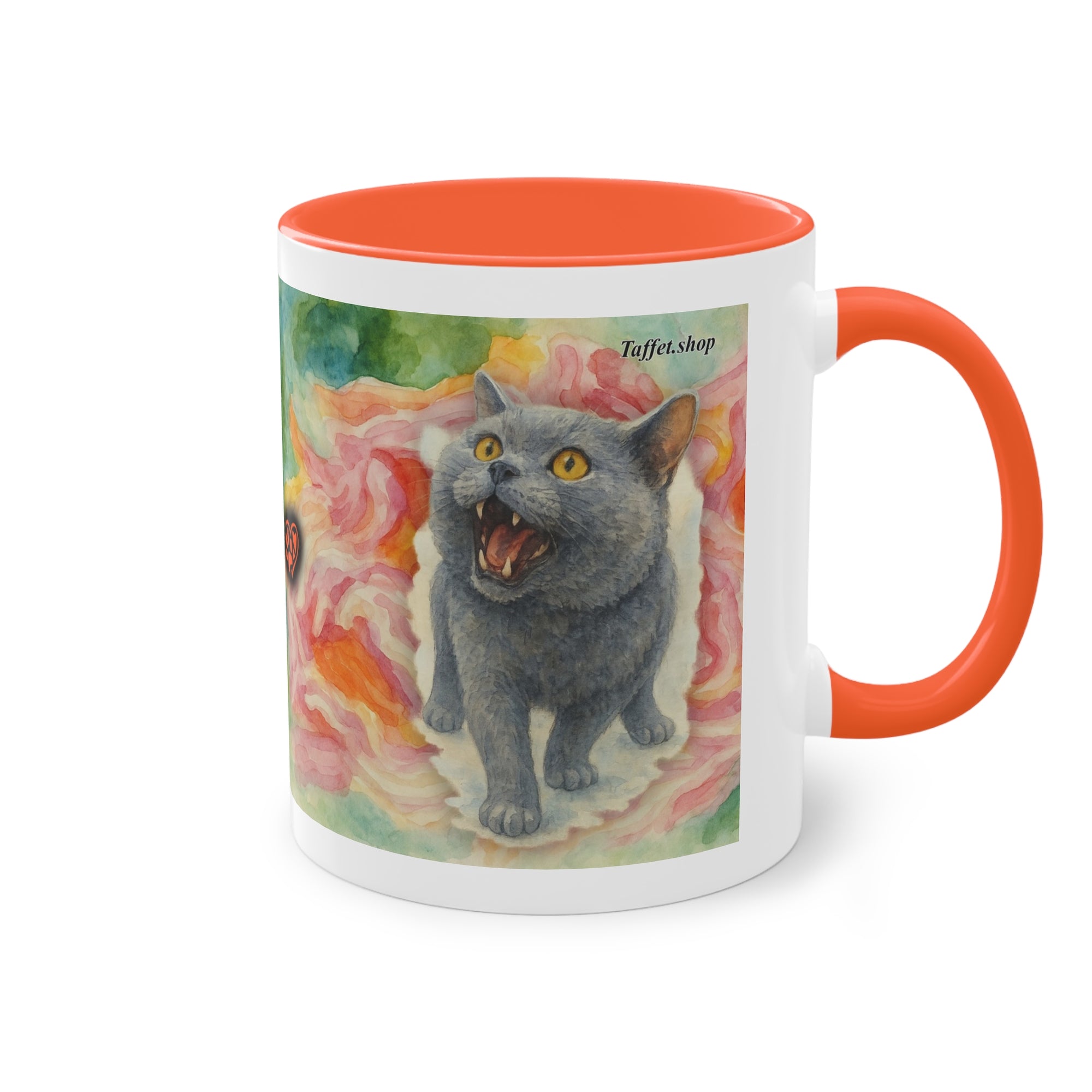 Tasse – Katze BKH/BSH mit Blume im Aquarell-Stil, 325 ml