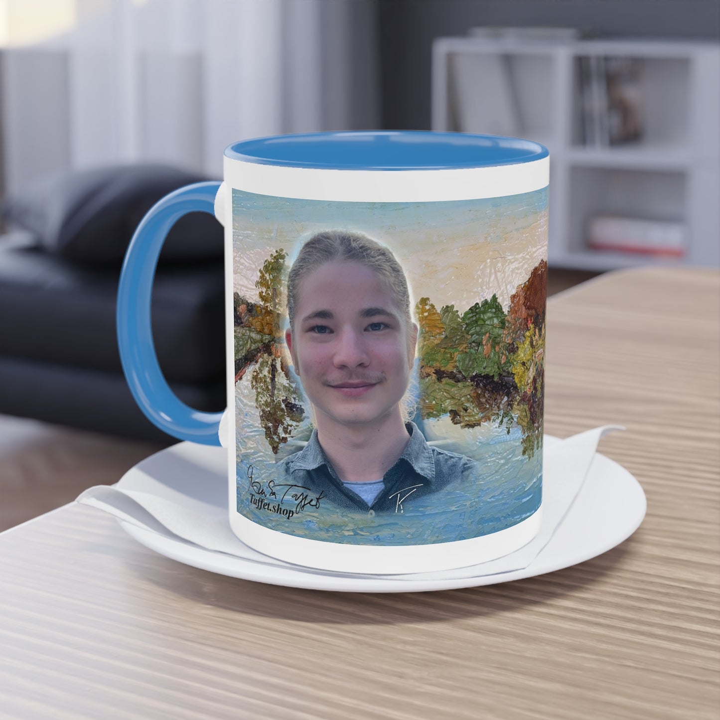 Künstlertasse „Konstantin Taffet Portrait Motiv (2)“ Reproduktion eines pastosen Ölgemäldes von Monika Taffet