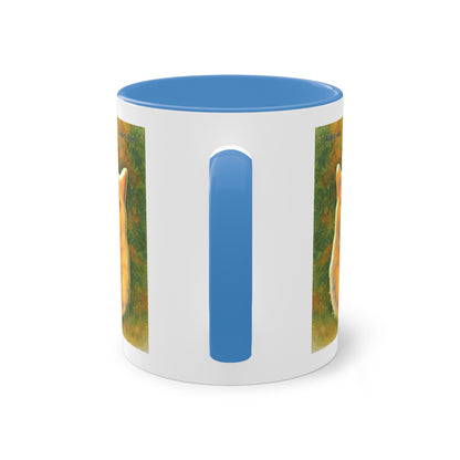 Tasse – Rote Katze mit Bäumen und blauem Himmel im Aquarell-Stil, 325 ml