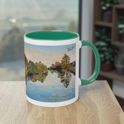 Künstlertasse „Blue River Motif“ Reproduktion eines Impasto-Ölgemäldes von Monika Taffet