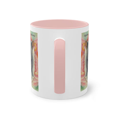 Mug – Cat BKH/BSH with flower in watercolor style, 325 ml