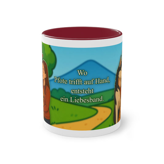 Mug – “Dog and Cat Love with Wife” in comic style, 325 ml