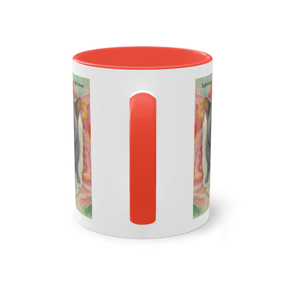 Mug – Cat BKH/BSH with flower in watercolor style, 325 ml