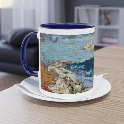 Künstlertasse „On The Beach Motiv“ Reproduktion eines Impasto-Ölgemäldes von Monika Taffet