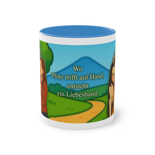 Mug – “Dog and Cat Love with Wife” in comic style, 325 ml