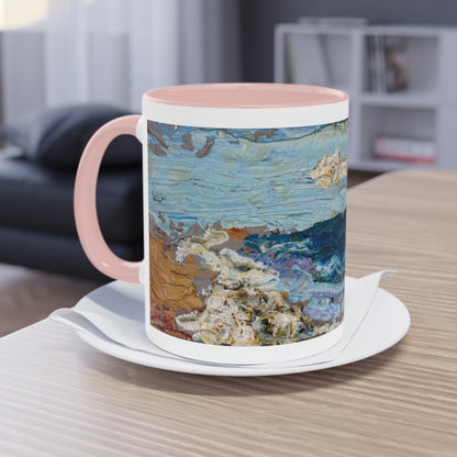 Künstlertasse „On The Beach Motiv“ Reproduktion eines Impasto-Ölgemäldes von Monika Taffet