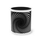 „Hypnotic Spiral“ Designer-Tasse aus der „Black & White“-Kollektion von Taffet.shop, 325 ml