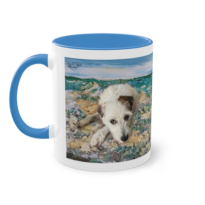 Artist Mug “Parson Jack Russell Terrier Motif (2)” Reproducing Impasto Oil Painting by Monika Taffet