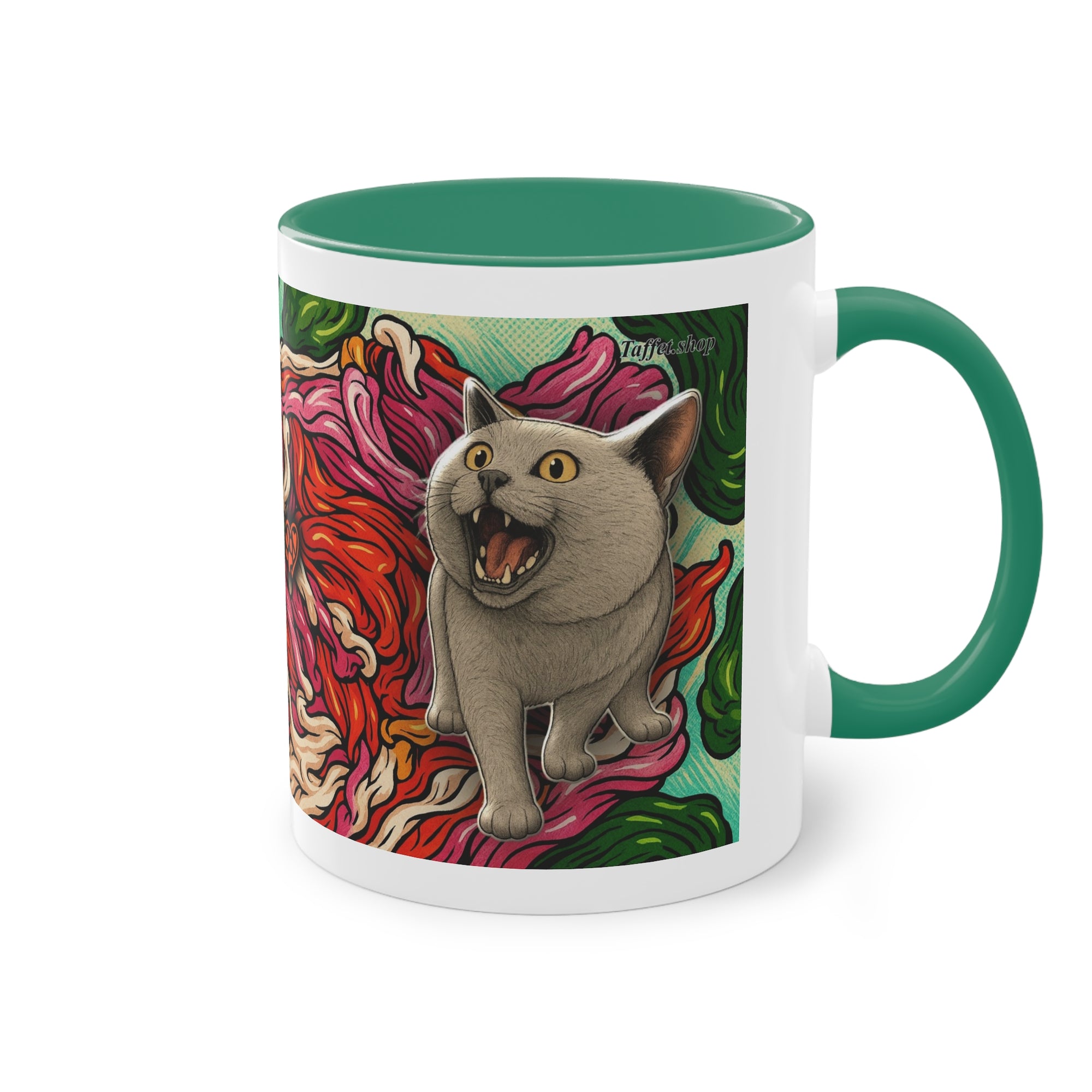 Tasse – Katze BKH/BSH mit Blume im Comic-Stil, 325 ml