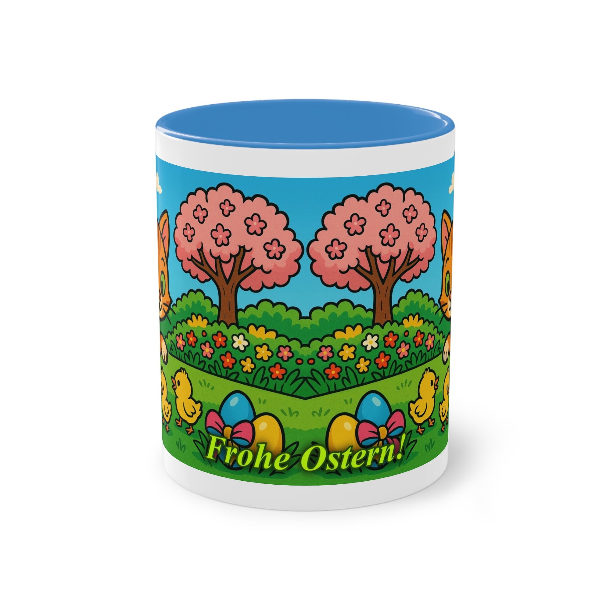 Tasse – „Katze & Küken“, Ostern/Frühling, 325 ml