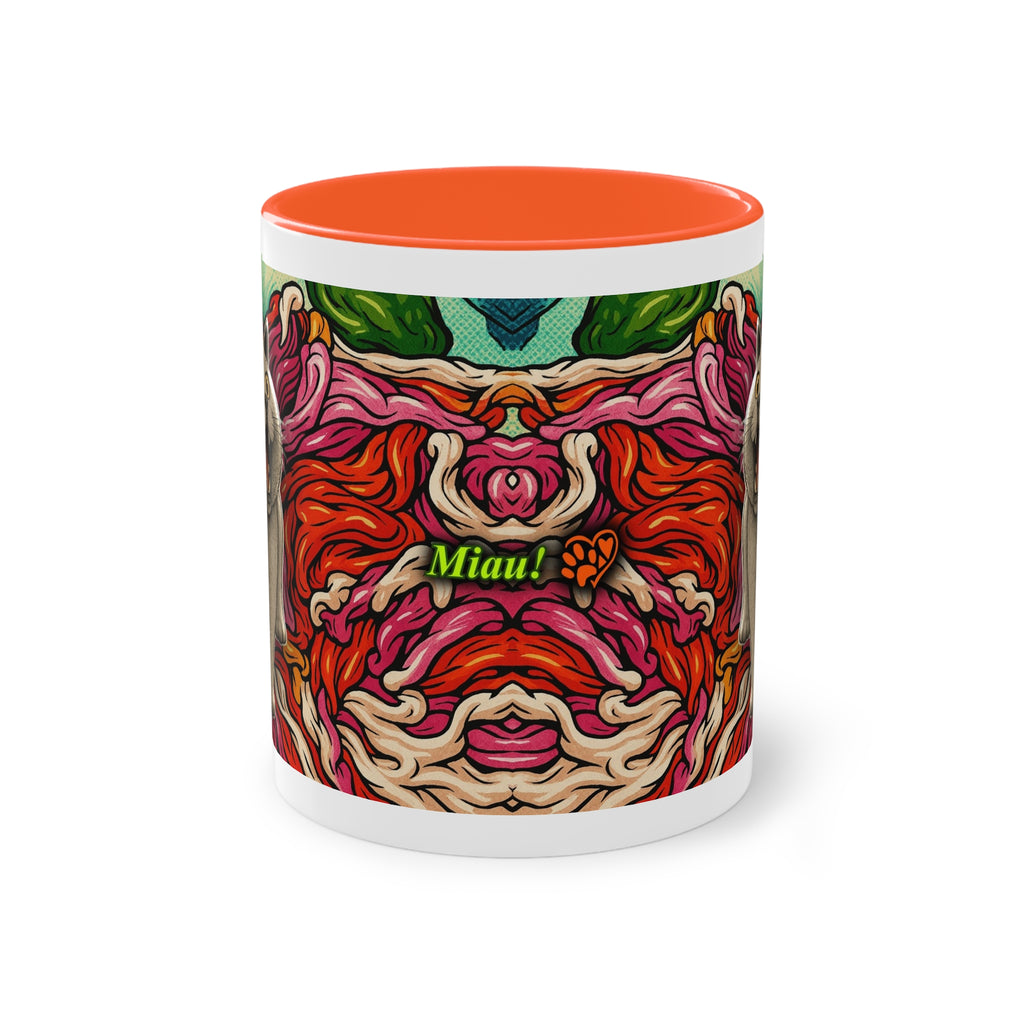 Tasse – Katze BKH/BSH mit Blume im Comic-Stil, 325 ml