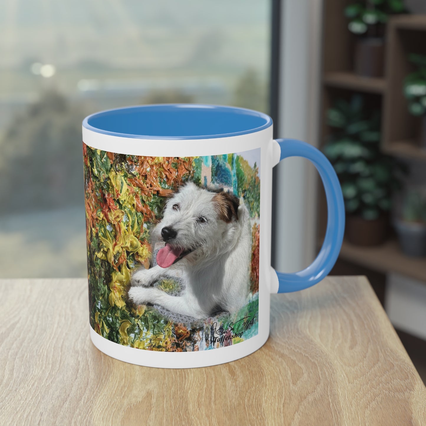 Artist Mug “Parson Jack Russell Terrier Motif (1)” Reproducing Impasto Oil Painting by Monika Taffet