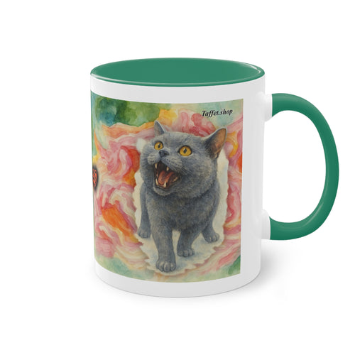 Mug – Cat BKH/BSH with flower in watercolor style, 325 ml