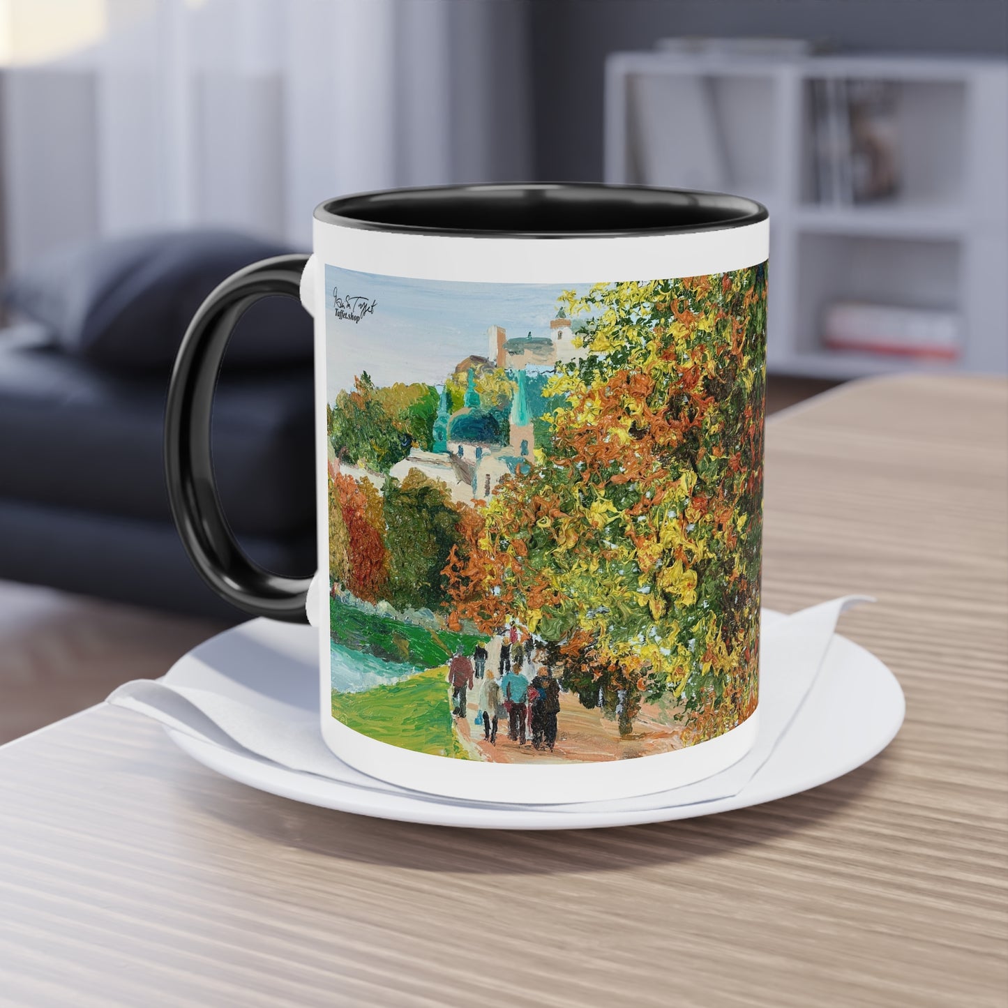 Artist Mug “Salzburg Motif” Reproducing Impasto Oil Painting by Monika Taffet