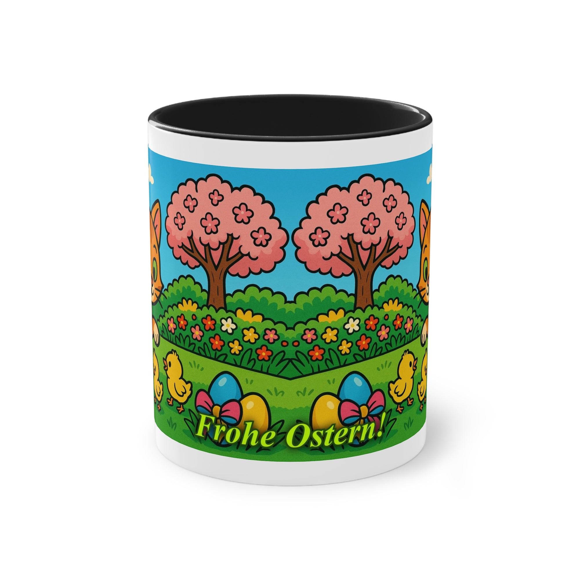 Tasse – „Katze & Küken“, Ostern/Frühling, 325 ml
