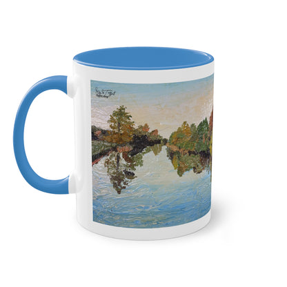 Künstlertasse „Blue River Motif“ Reproduktion eines Impasto-Ölgemäldes von Monika Taffet