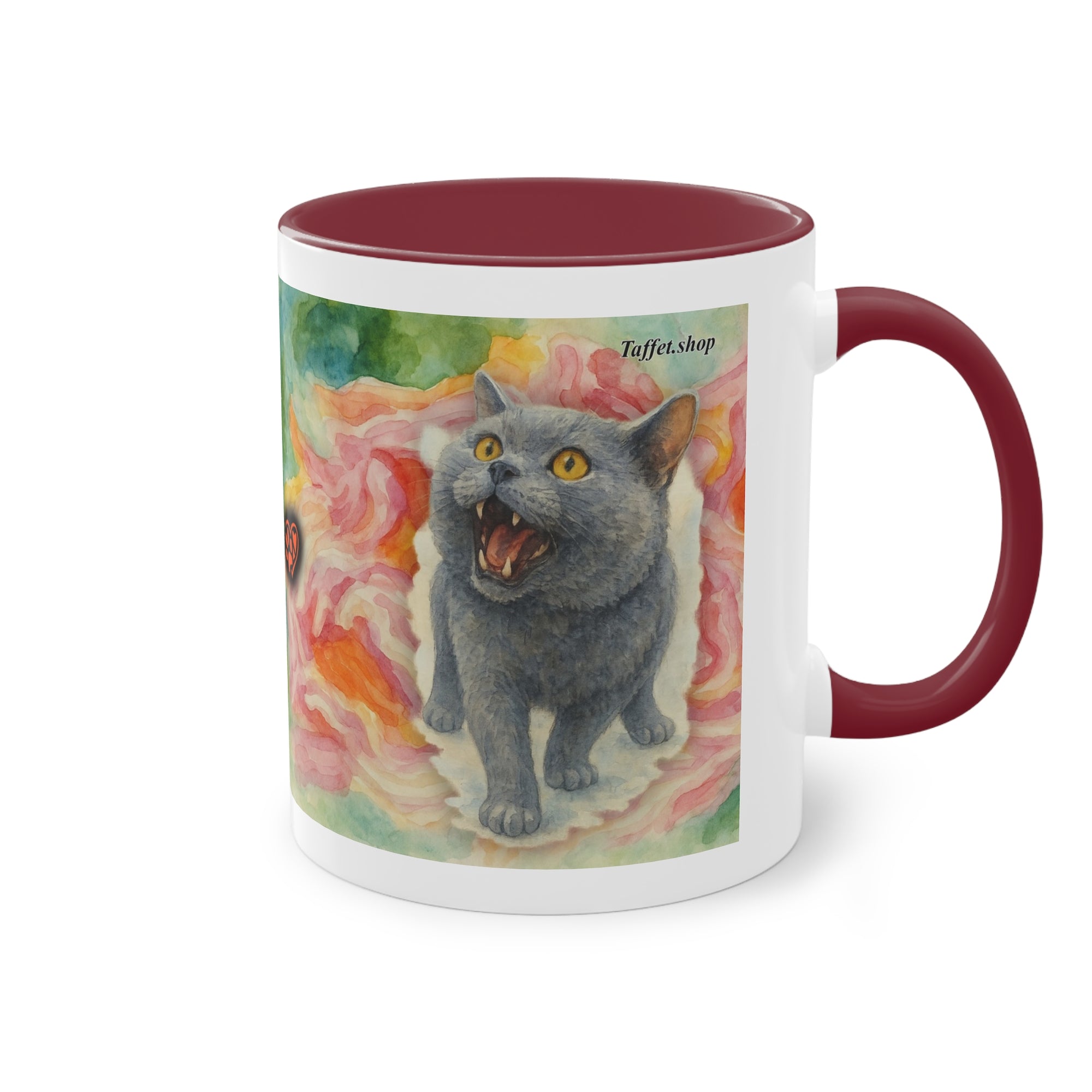 Tasse – Katze BKH/BSH mit Blume im Aquarell-Stil, 325 ml