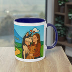 Tasse – „Hund und Katzenliebe mit Frau“ im Comic-Stil, 325 ml