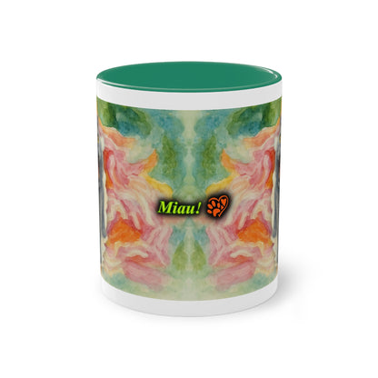 Mug – Cat BKH/BSH with flower in watercolor style, 325 ml
