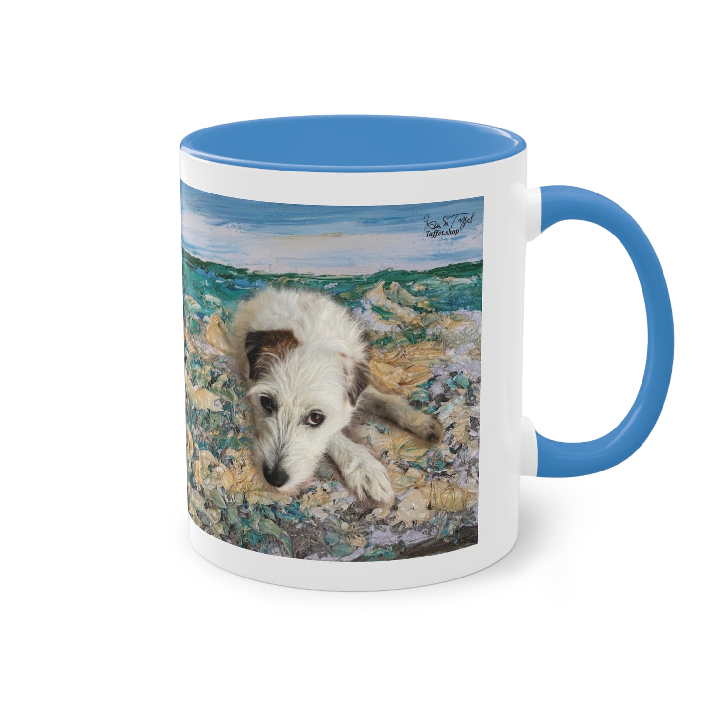 Artist Mug “Parson Jack Russell Terrier Motif (2)” Reproducing Impasto Oil Painting by Monika Taffet