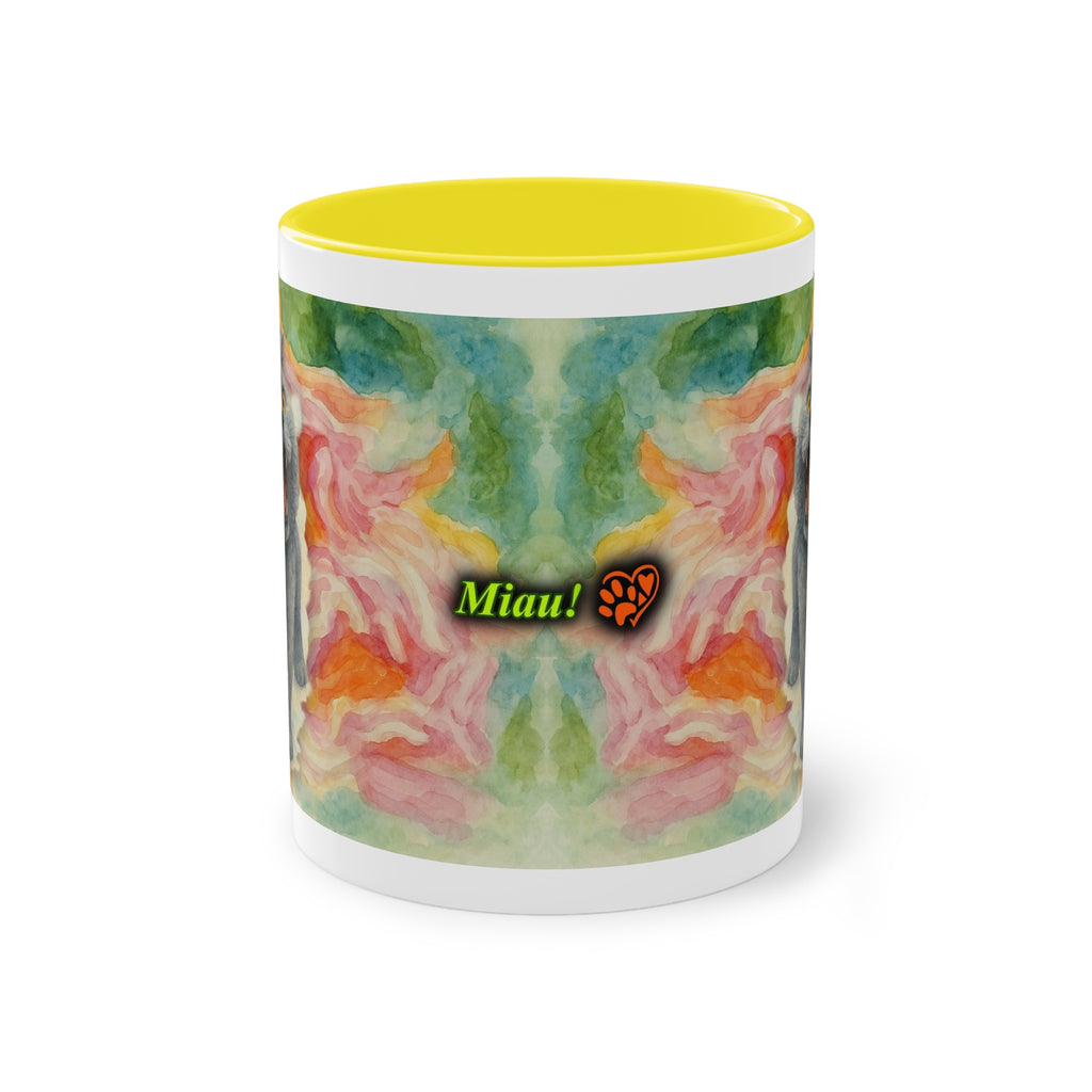 Tasse – Katze BKH/BSH mit Blume im Aquarell-Stil, 325 ml