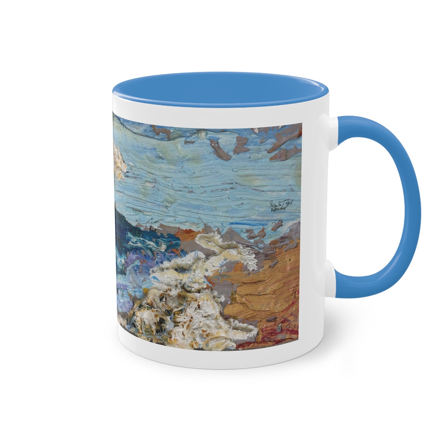 Artist Mug “On The Beach Motif” Reproducing Impasto Oil Painting by Monika Taffet