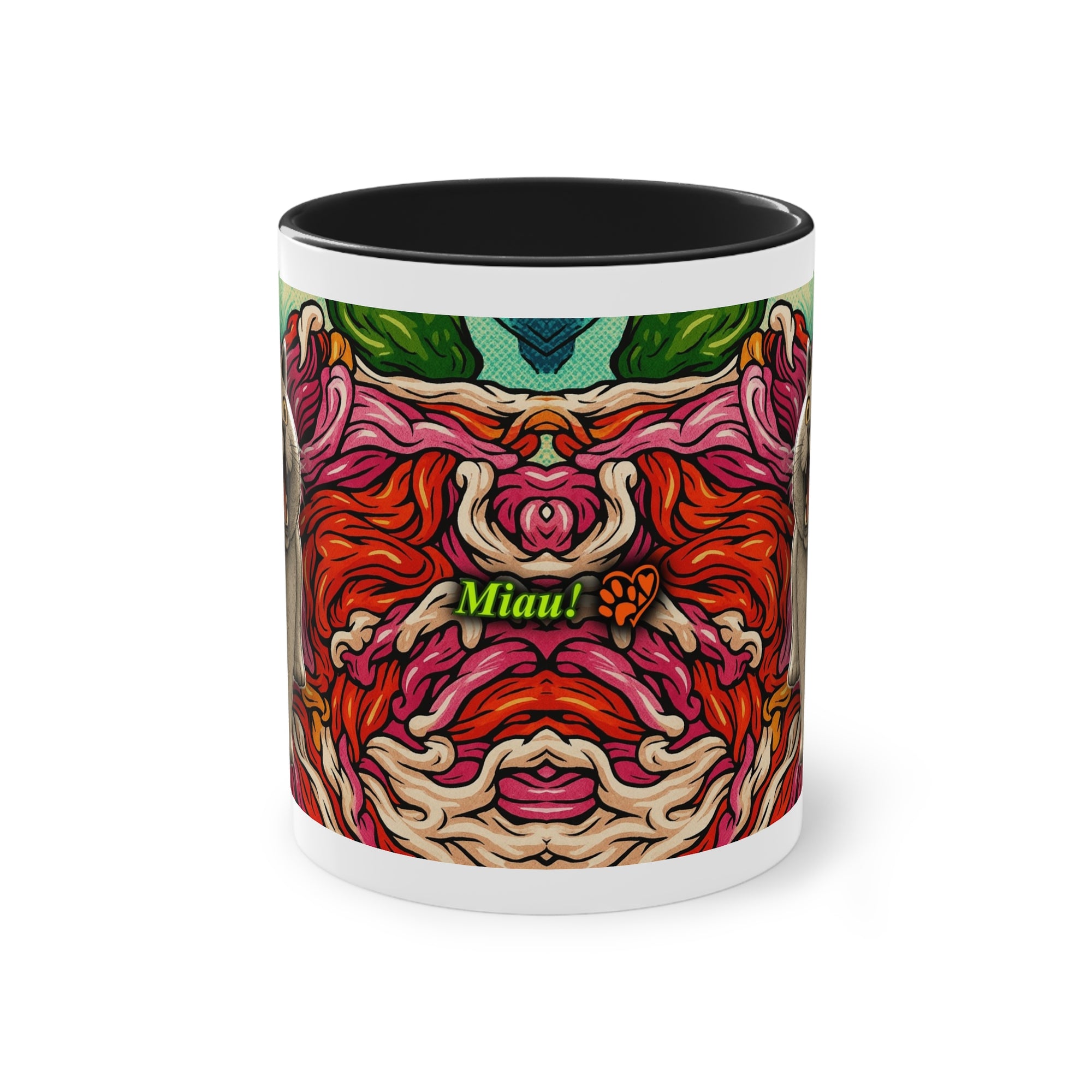 Tasse – Katze BKH/BSH mit Blume im Comic-Stil, 325 ml