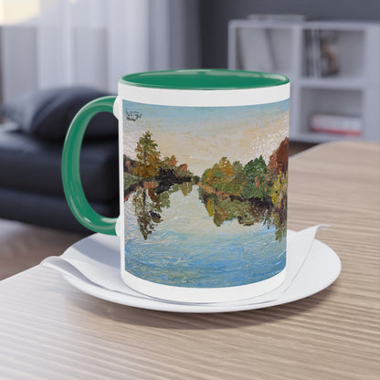 Künstlertasse „Blue River Motif“ Reproduktion eines Impasto-Ölgemäldes von Monika Taffet