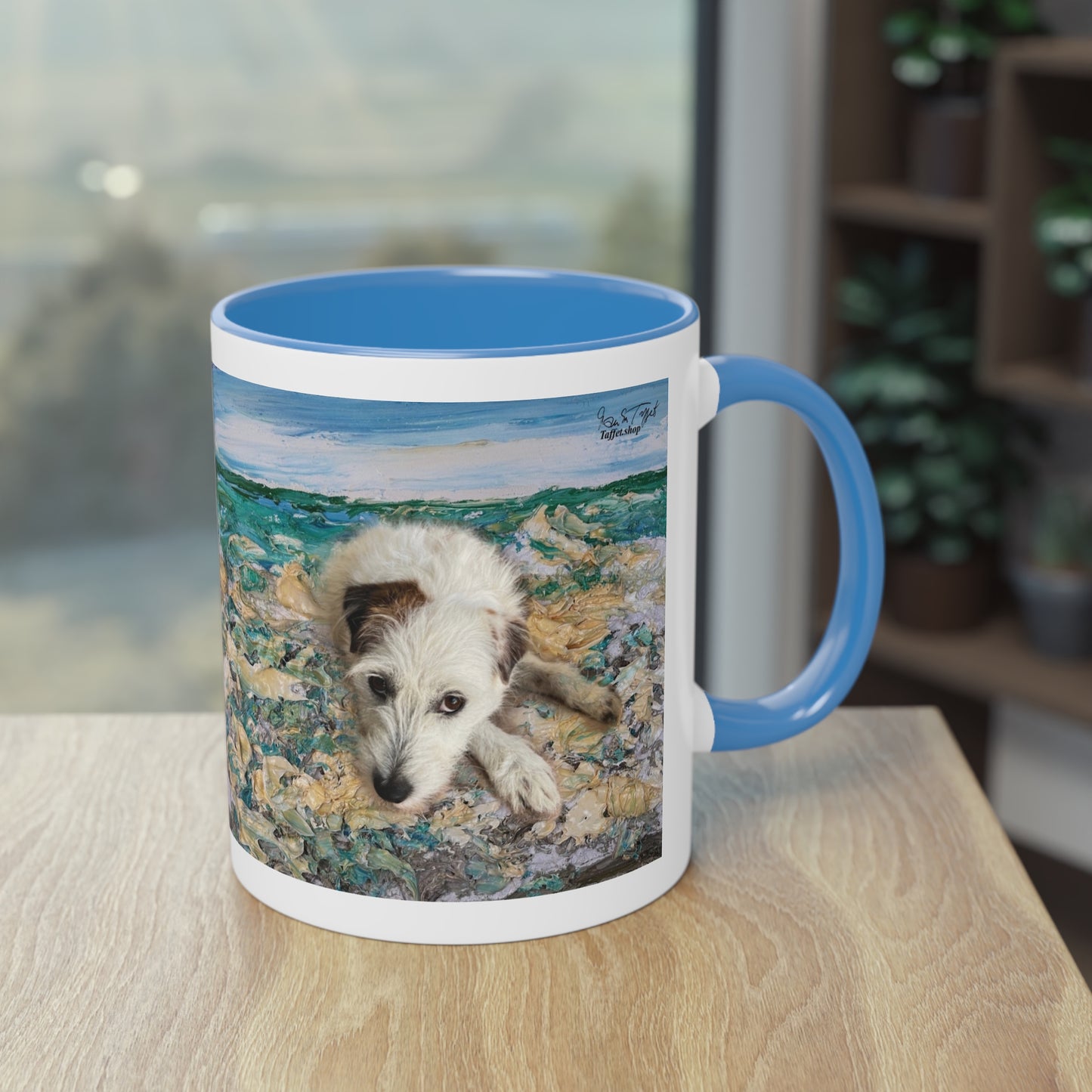 Artist Mug “Parson Jack Russell Terrier Motif (2)” Reproducing Impasto Oil Painting by Monika Taffet