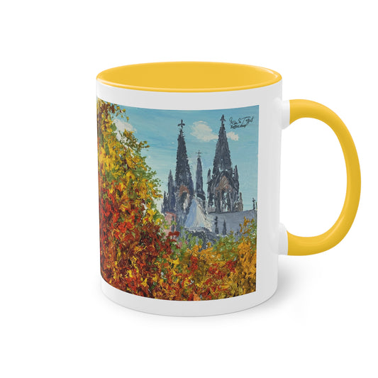 Artist Mug “Cologne (Köln) Motif” Reproducing Impasto Oil Painting by Monika Taffet