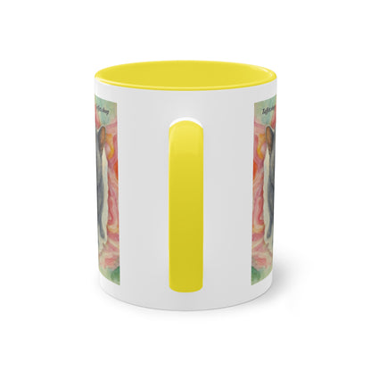 Mug – Cat BKH/BSH with flower in watercolor style, 325 ml
