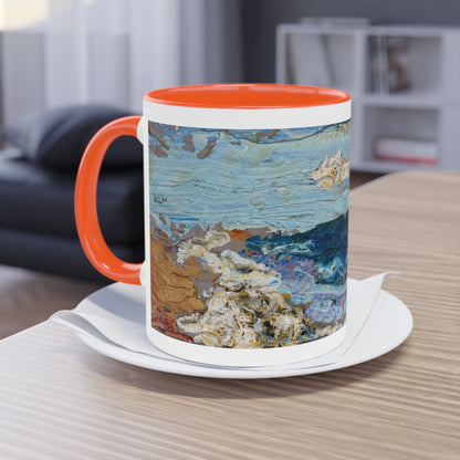 Künstlertasse „On The Beach Motiv“ Reproduktion eines Impasto-Ölgemäldes von Monika Taffet