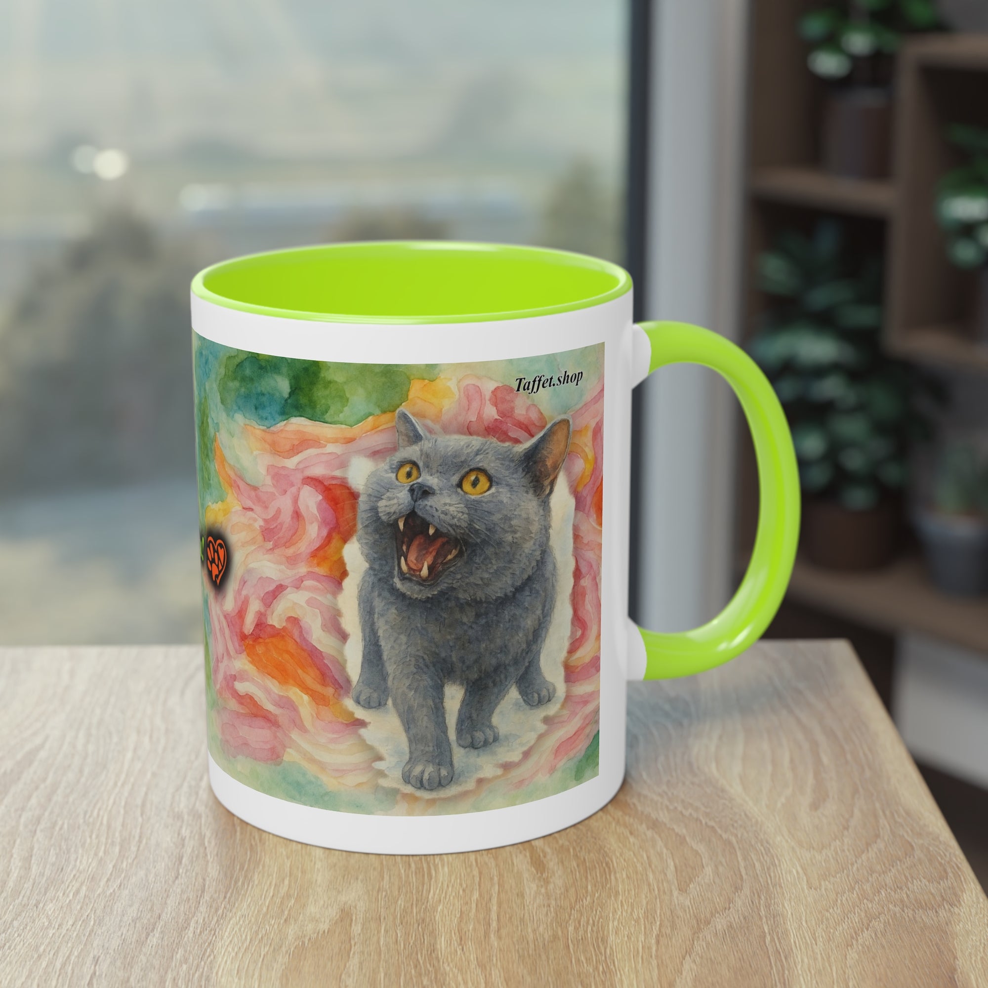 Tasse – Katze BKH/BSH mit Blume im Aquarell-Stil, 325 ml