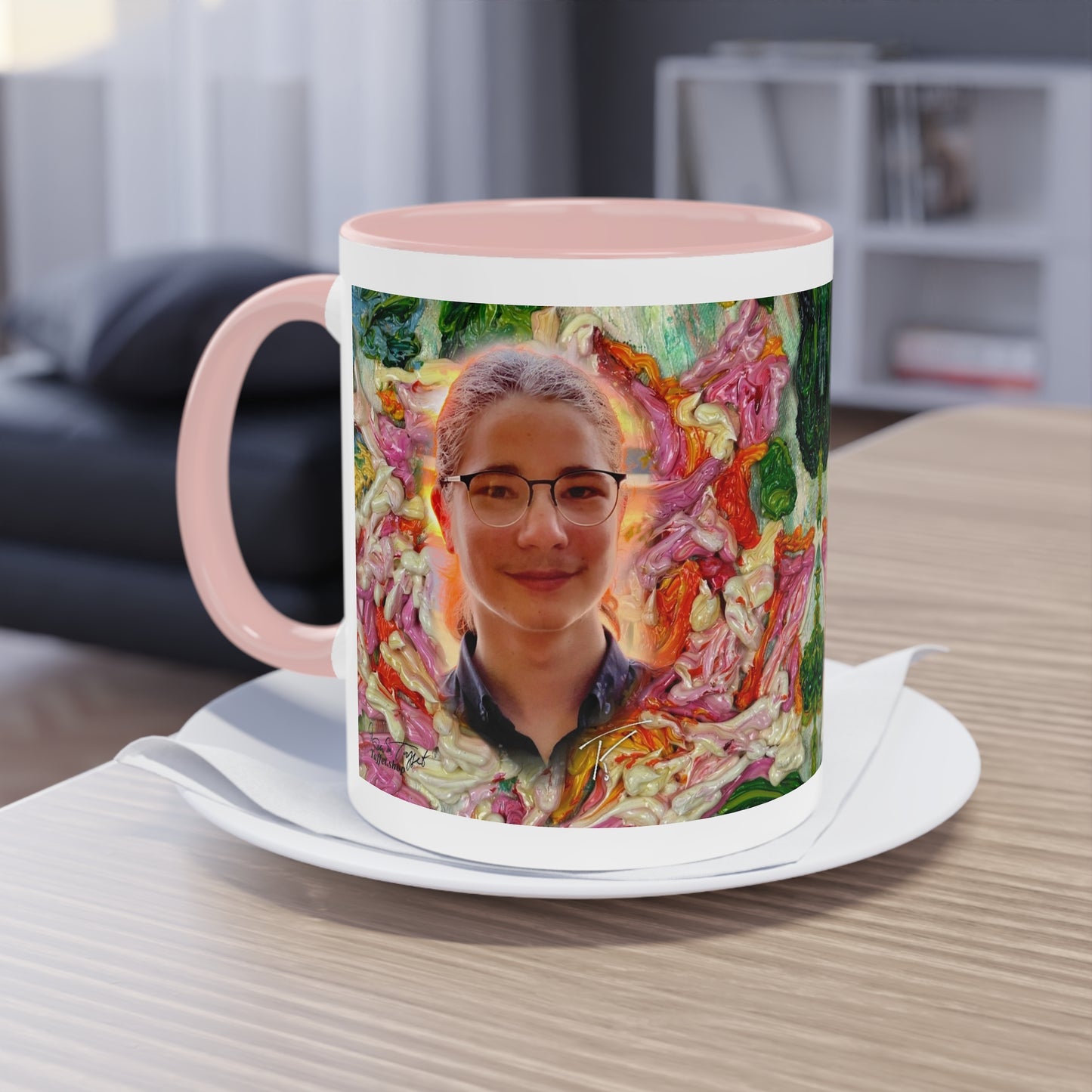 Künstlertasse „Konstantin Taffet Portrait Motiv (1)“ Reproduktion eines pastosen Ölgemäldes von Monika Taffet