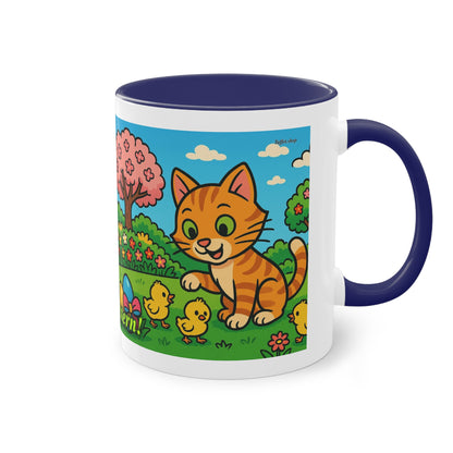 Mug – “Cat &amp; Chicks”, Easter/Spring, 325 ml