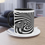 „Safari“ Designer-Tasse aus der „Black & White“-Kollektion von Taffet.shop, 325 ml