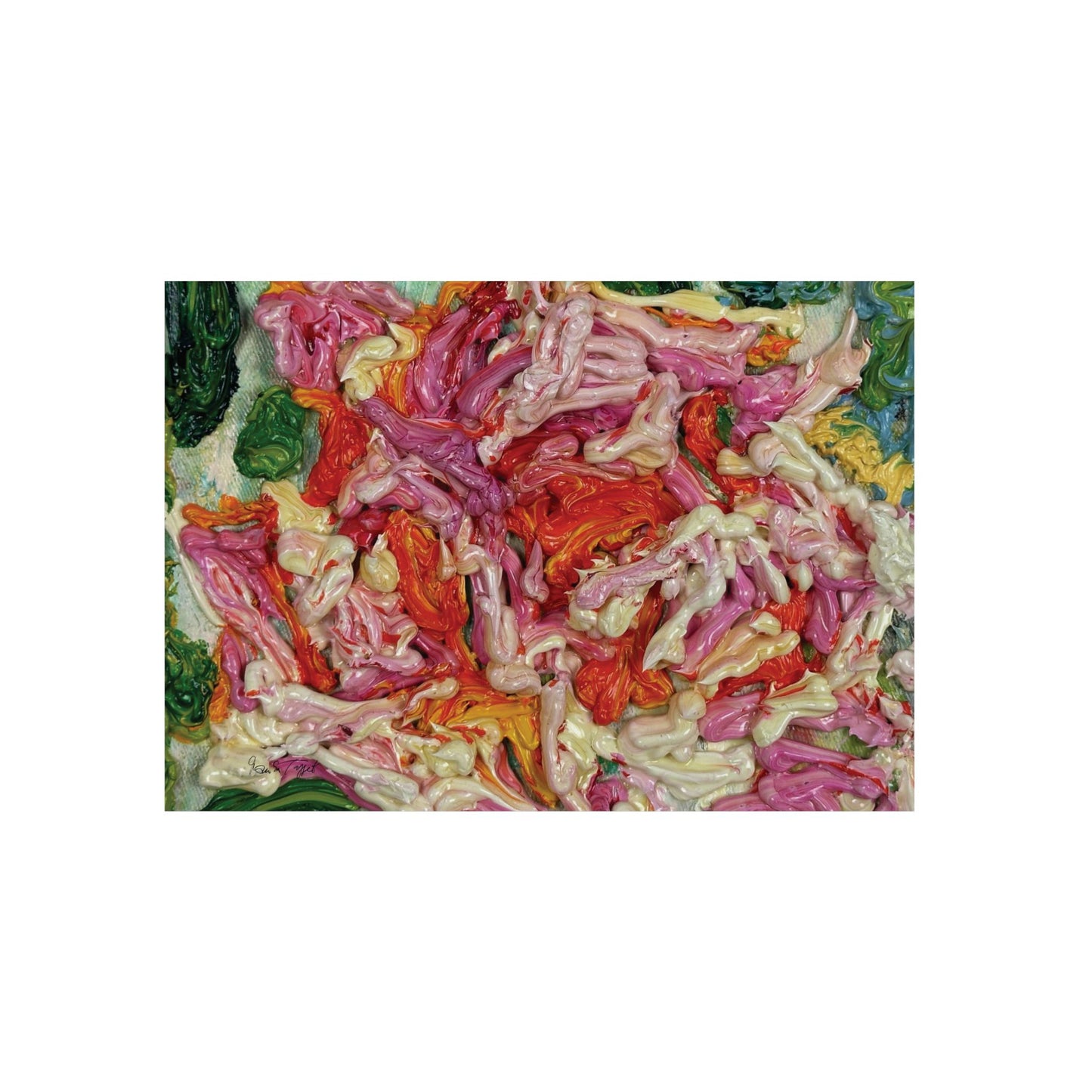 Rose Motif Horizontal: Aluminum Composite Panel Reproducing Impasto Oil Painting by Monika Taffet