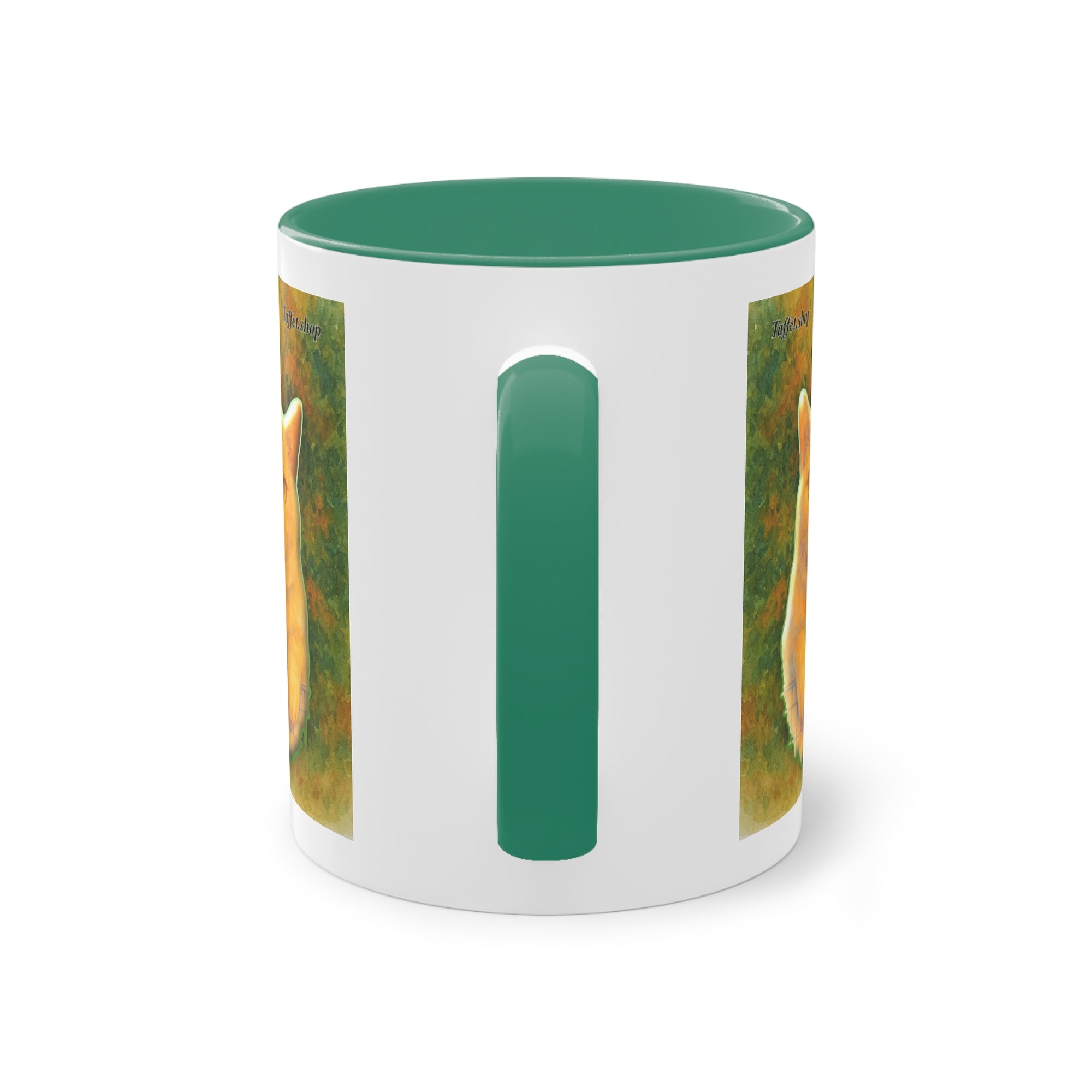 Tasse – Rote Katze mit Bäumen und blauem Himmel im Aquarell-Stil, 325 ml