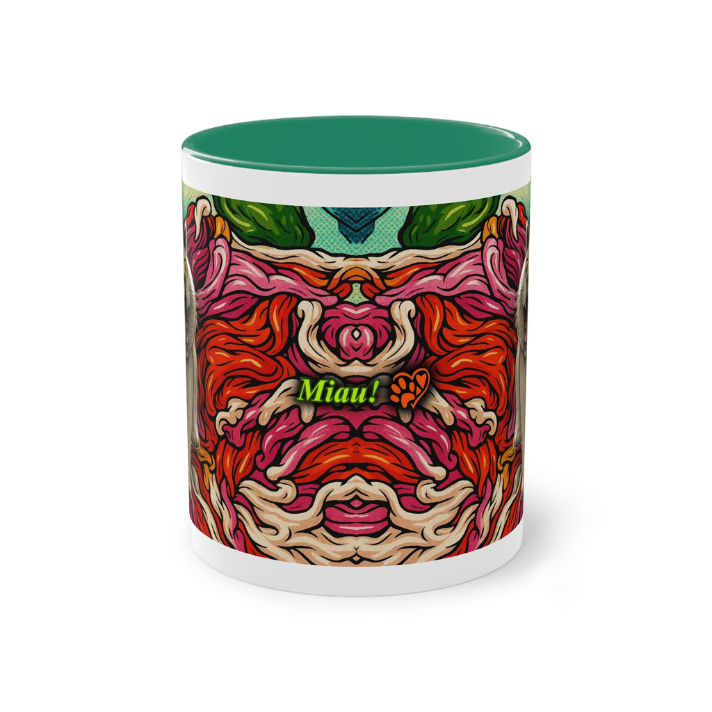 Tasse – Katze BKH/BSH mit Blume im Comic-Stil, 325 ml